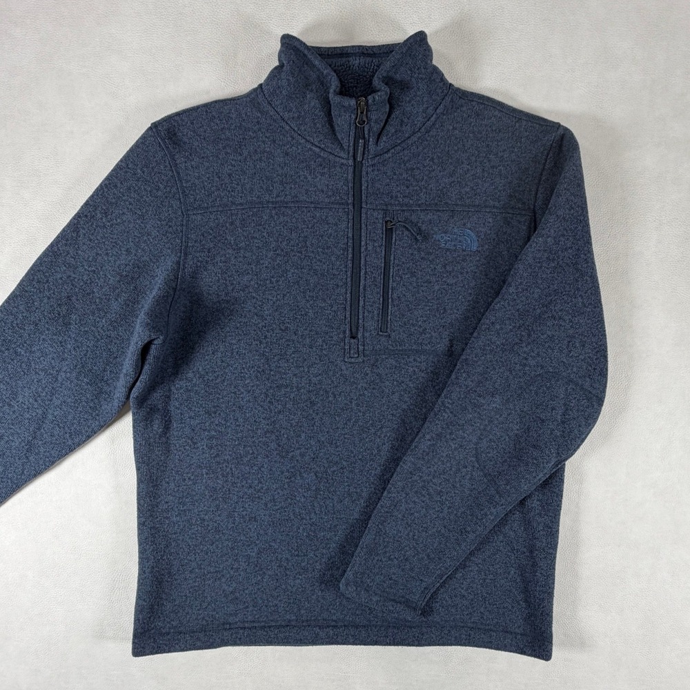 The North Face Gordon Lyons Quarter Zip Fleece Sweater Blue Heather Mens Large